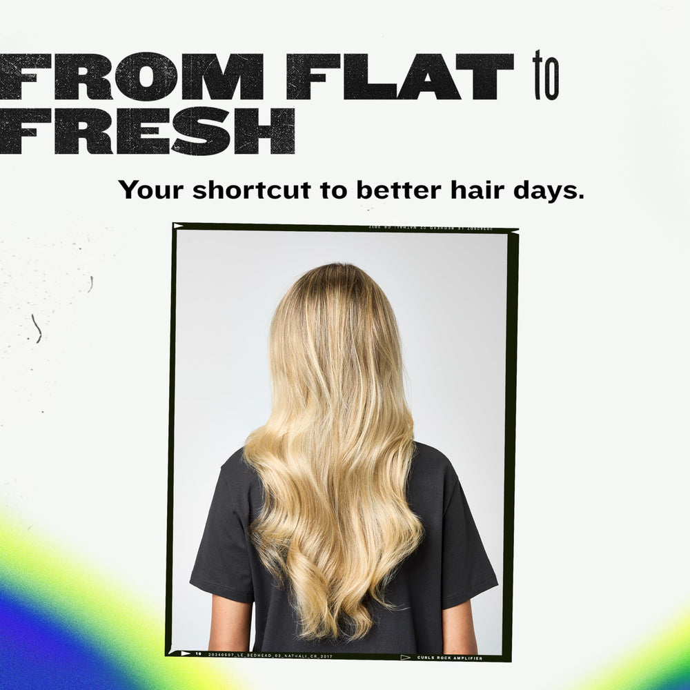 TIGI Bed Head used on blonde hair showing blended, sheer finish benefit