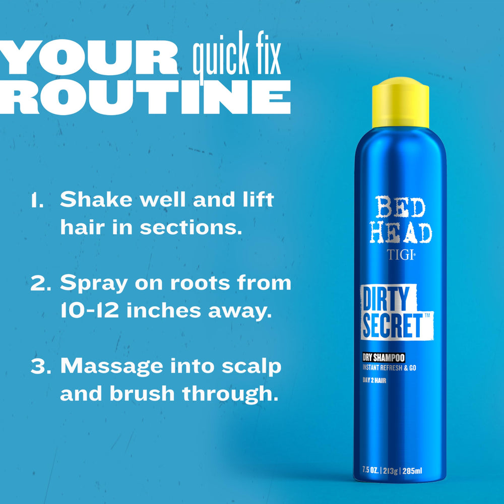 TIGI Bed Head can next to travel items showing compact, travel-ready benefit