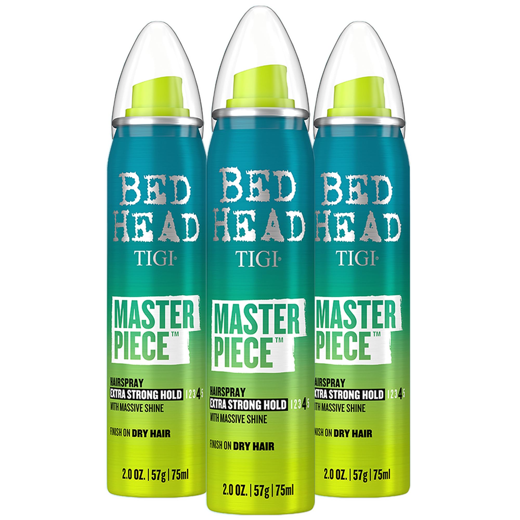 TIGI front packaging showing travel-size trio and brand benefits
