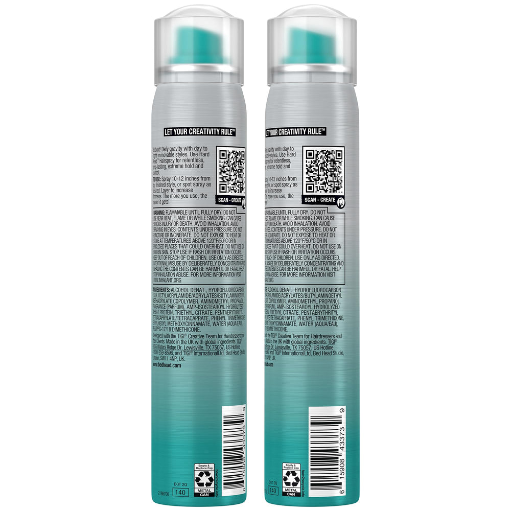 TIGI Bed Head back label with directions and ingredient info for travel convenience benefit