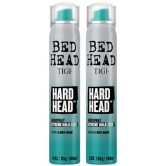 TIGI Bed Head front packaging showing compact travel hairspray with strong hold benefit