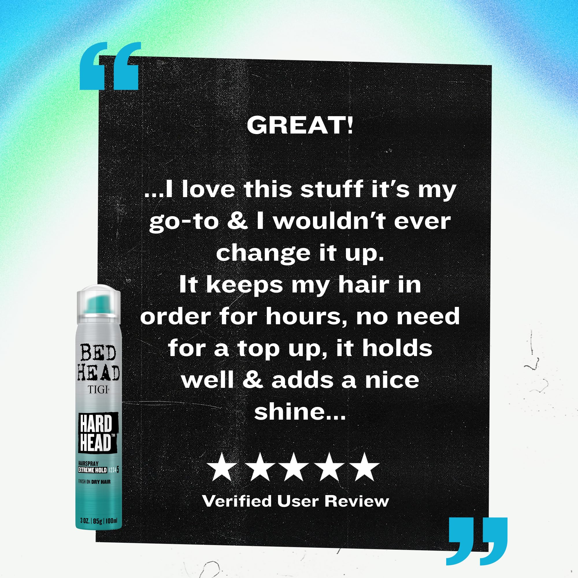 TIGI Bed Head two cans stacked emphasizing twin-pack value and backup supply benefit