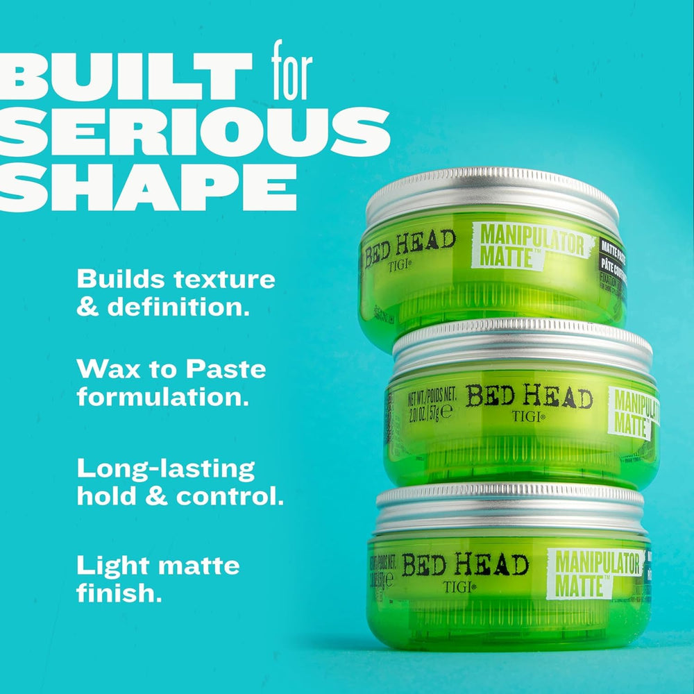 Applying TIGI Bed Head paste between palms for even distribution and control
