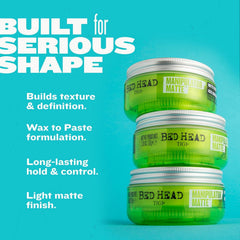 Applying TIGI Bed Head paste between palms for even distribution and control