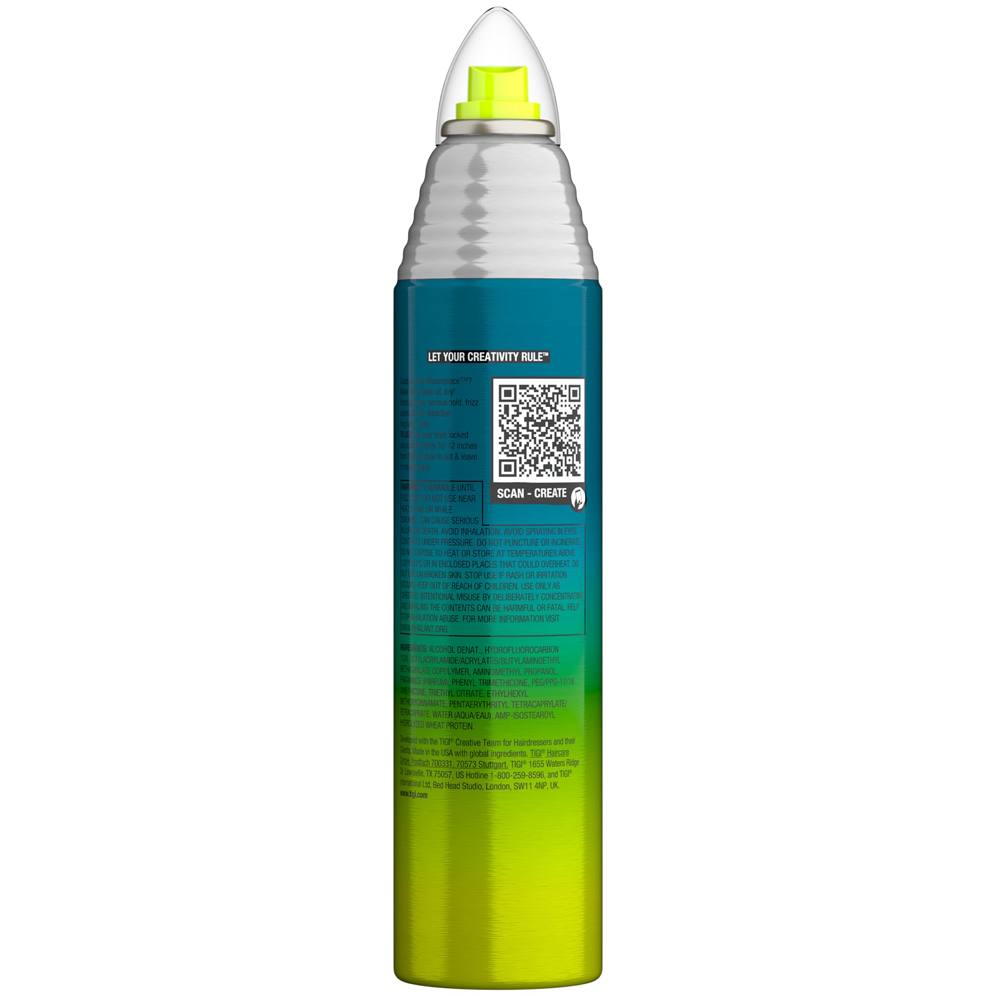 TIGI Bed Head Masterpiece side label up close highlighting product details and scent