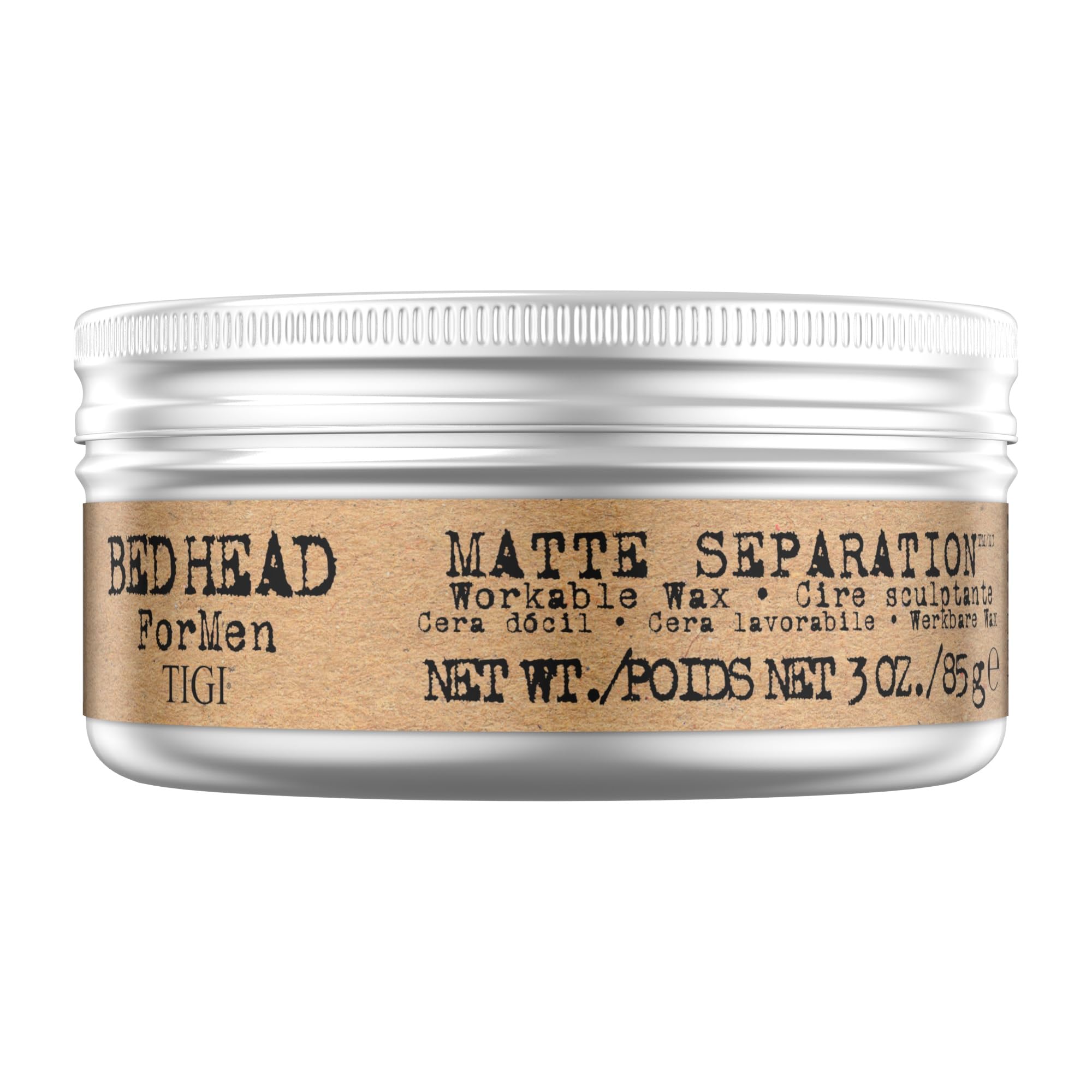 TIGI Bed Head matte wax front jar showing compact size and styling control