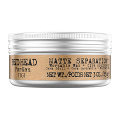 TIGI Bed Head matte wax front jar showing compact size and styling control