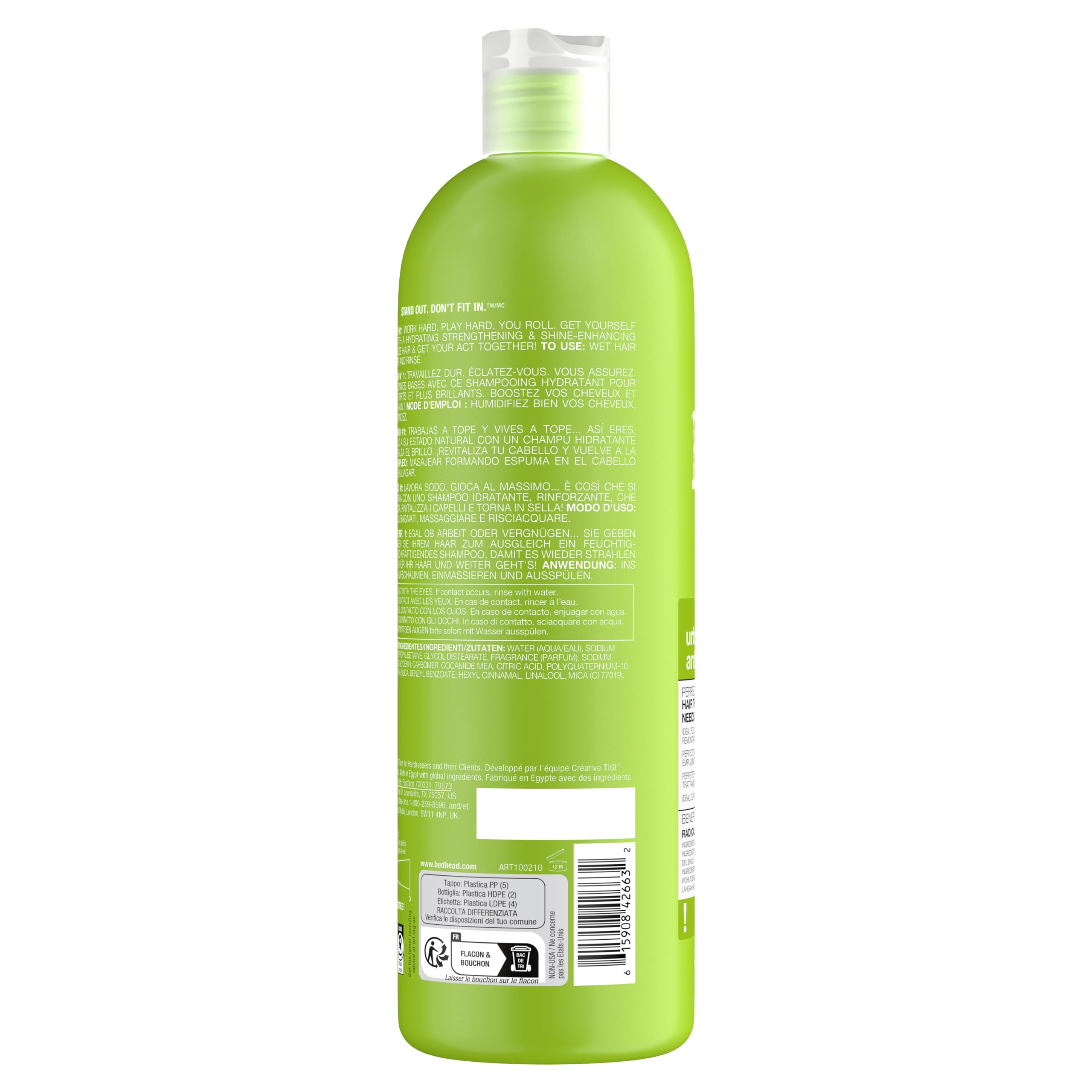 TIGI Bed Head beside ruler size comparison indicating generous 25.36 oz supply