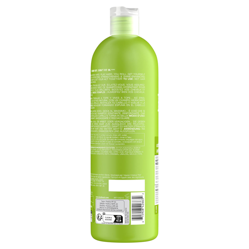 TIGI Bed Head beside ruler size comparison indicating generous 25.36 oz supply