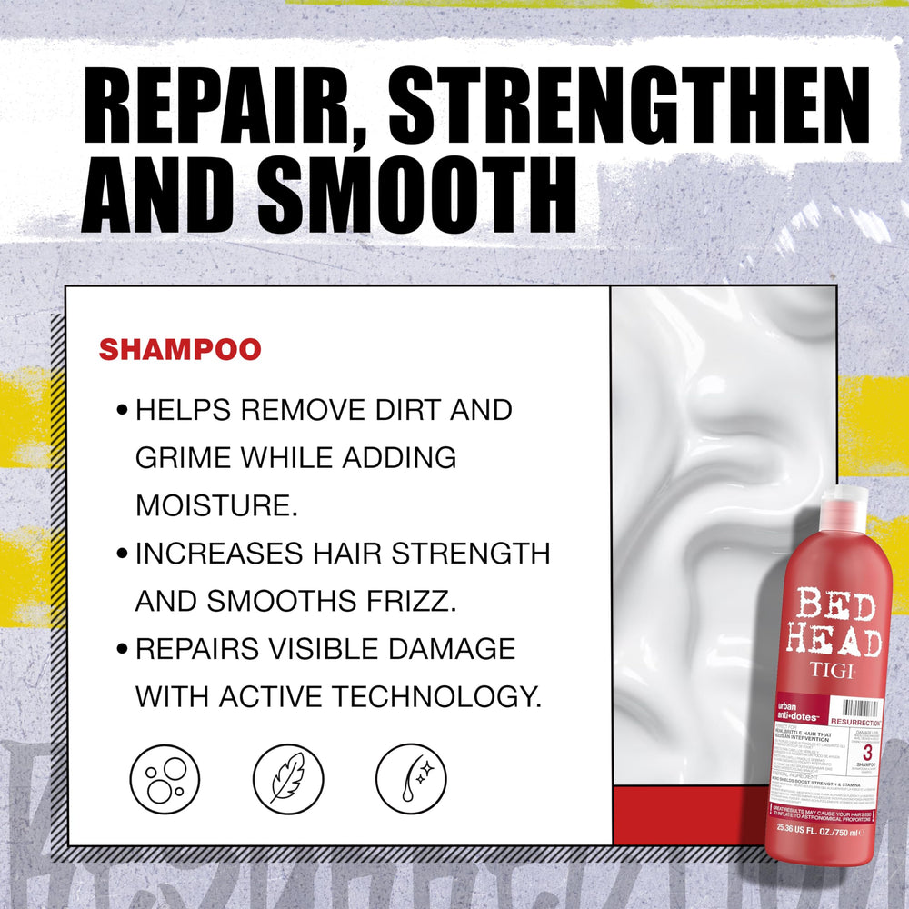 TIGI Bed Head being applied in shower to mid-lengths and ends for repair benefit
