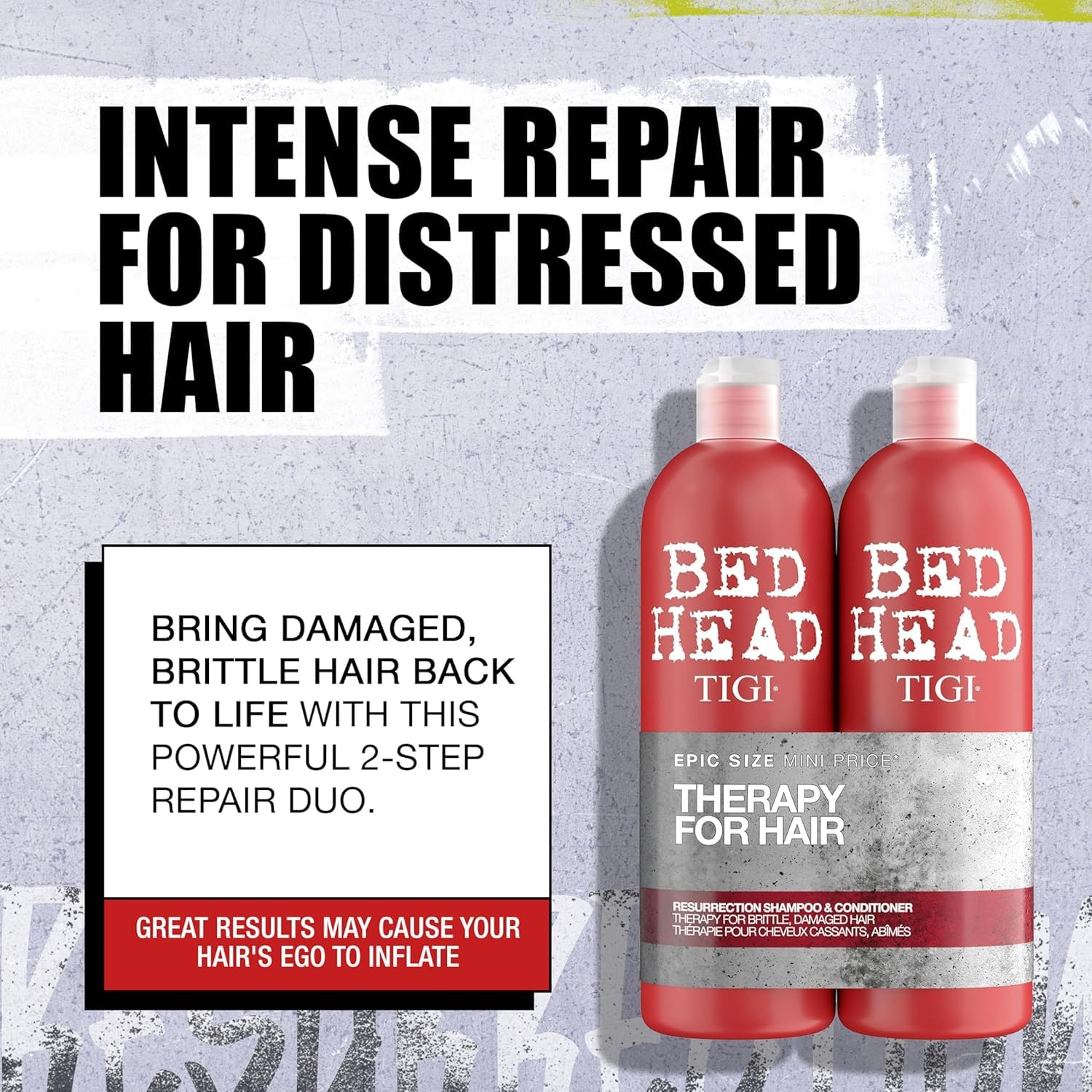 TIGI Bed Head back label close-up listing ingredients and directions