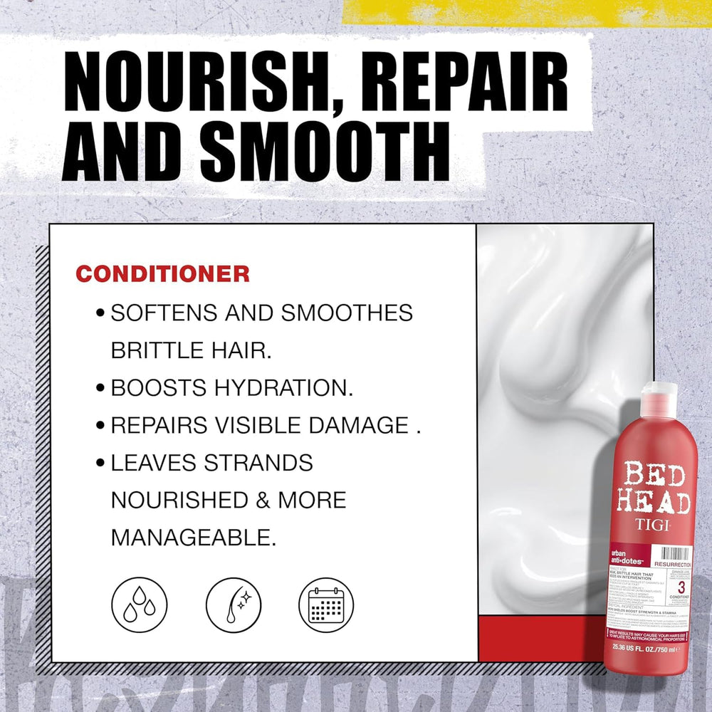 TIGI Bed Head shampoo in shower applied to hair demonstrating in-use repair benefit