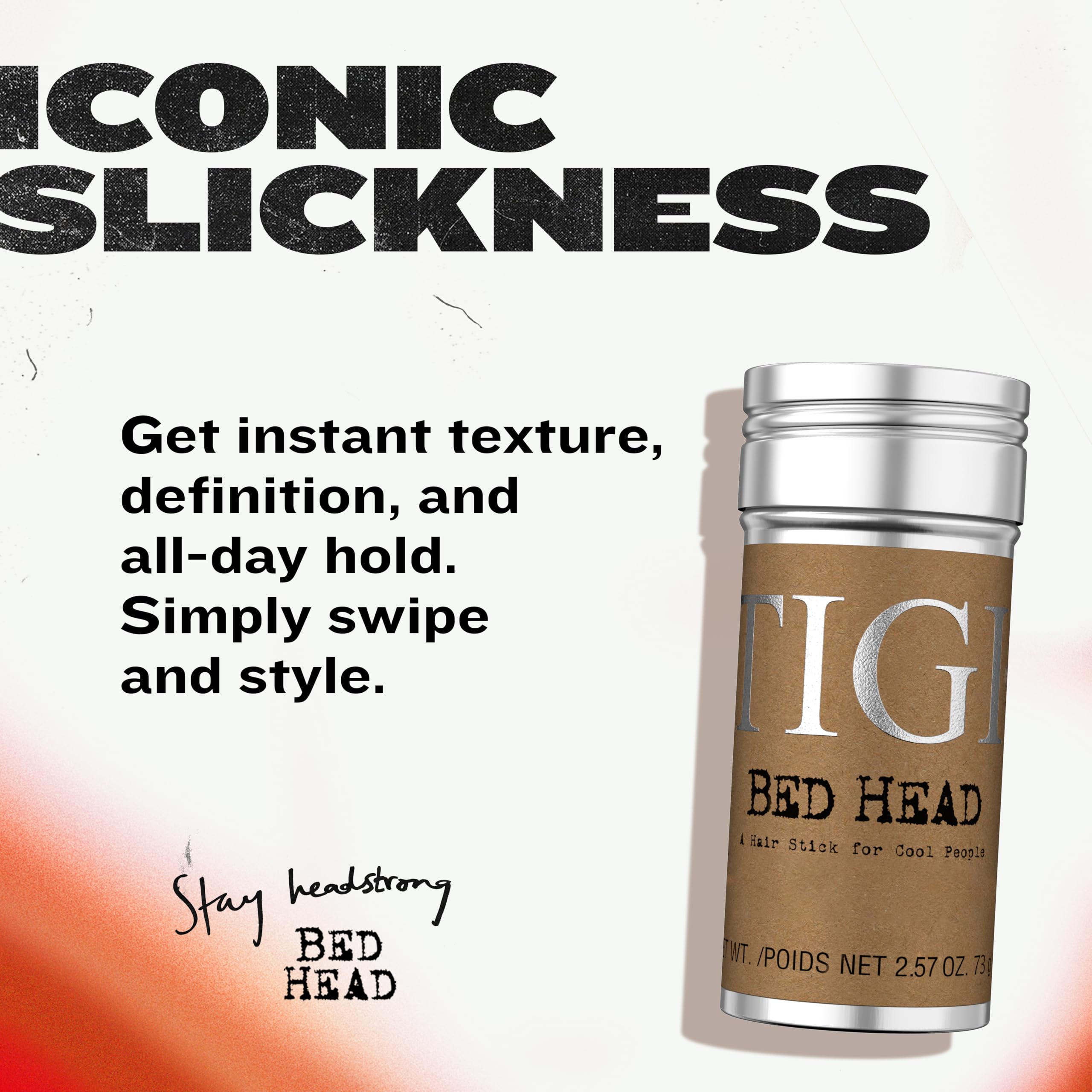 TIGI Bed Head wax stick side view highlighting compact shape and texture control
