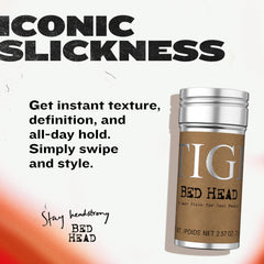 TIGI Bed Head wax stick side view highlighting compact shape and texture control