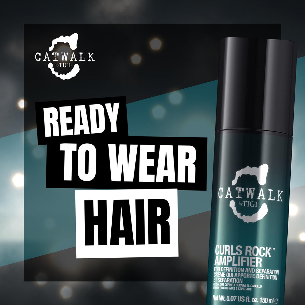 TIGI styled curly hair outdoors showing frizz control and shine