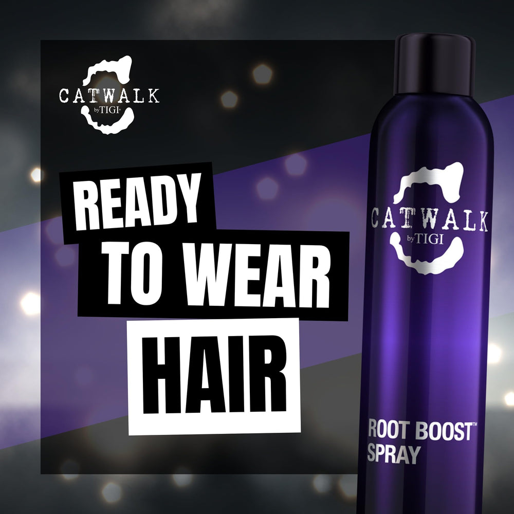 TIGI Catwalk in salon setting demonstrating root lift and styled volume