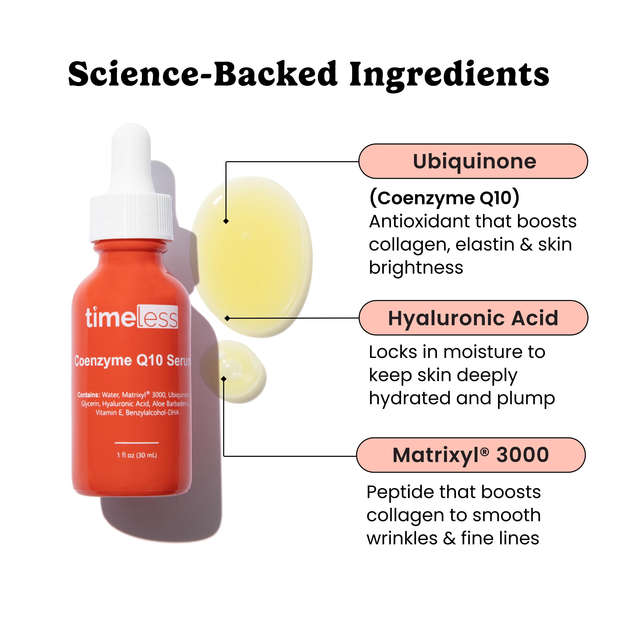 Timeless Skin Care dropper dispensing serum for precise application