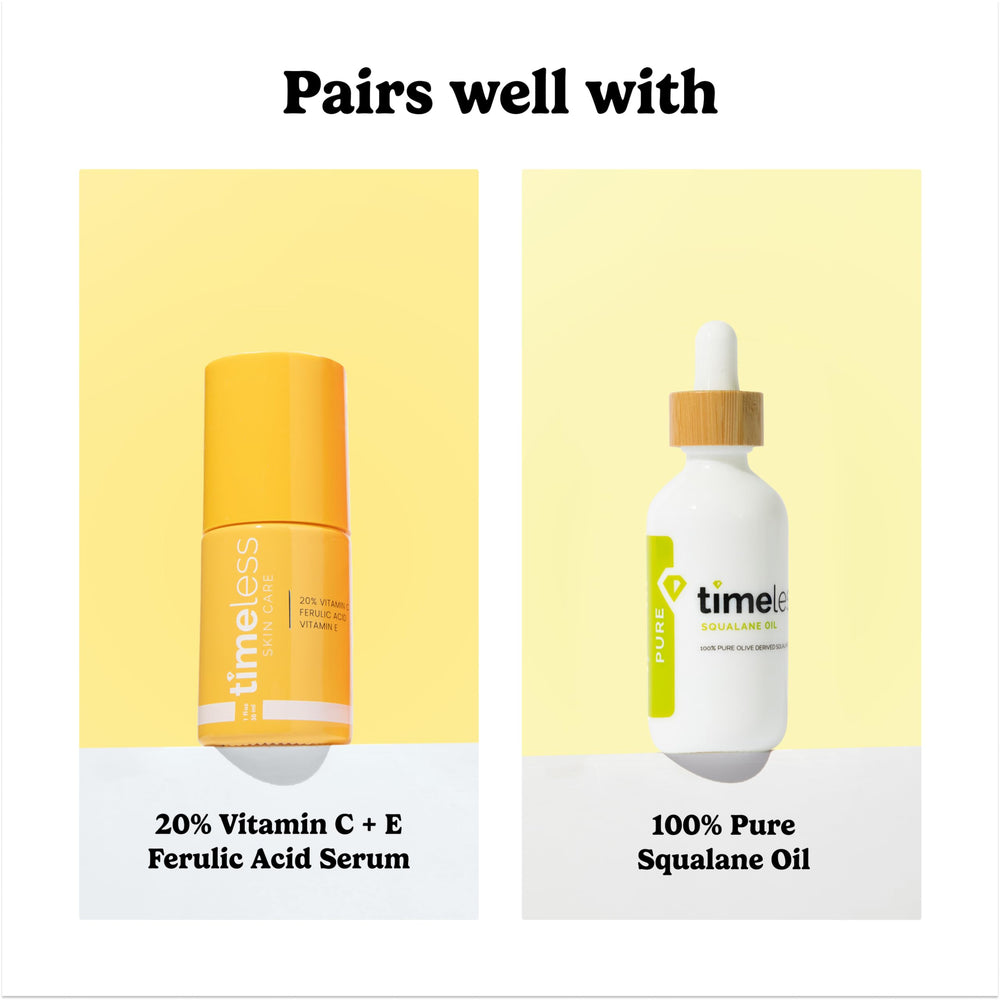 Timeless Skin Care bottle staged on vanity to suggest daily skincare routine