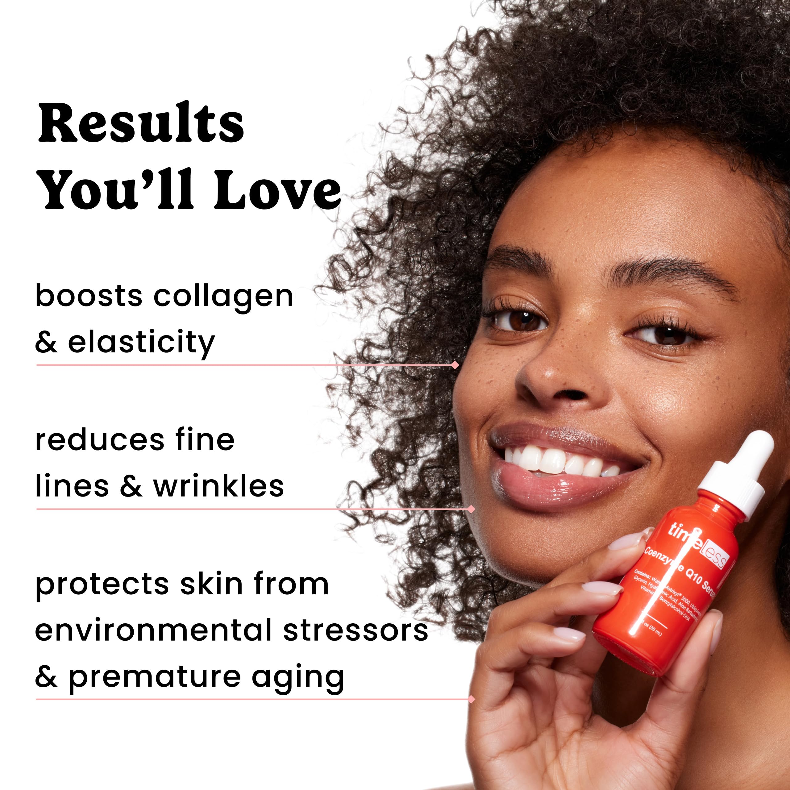 Timeless Skin Care bottle next to ruler for clear 1 fl oz size reference