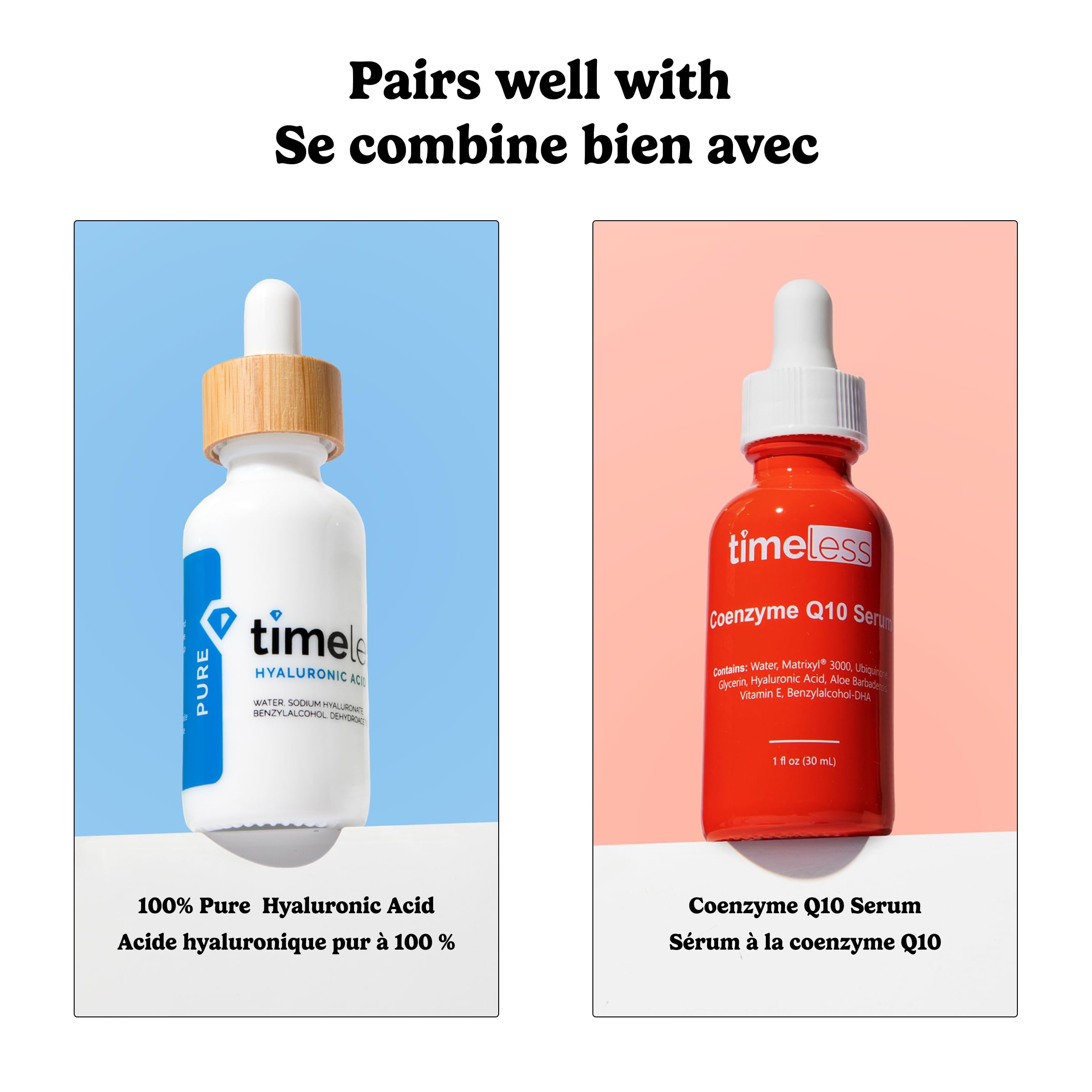 Timeless model applying serum to face illustrating quick absorption and glow