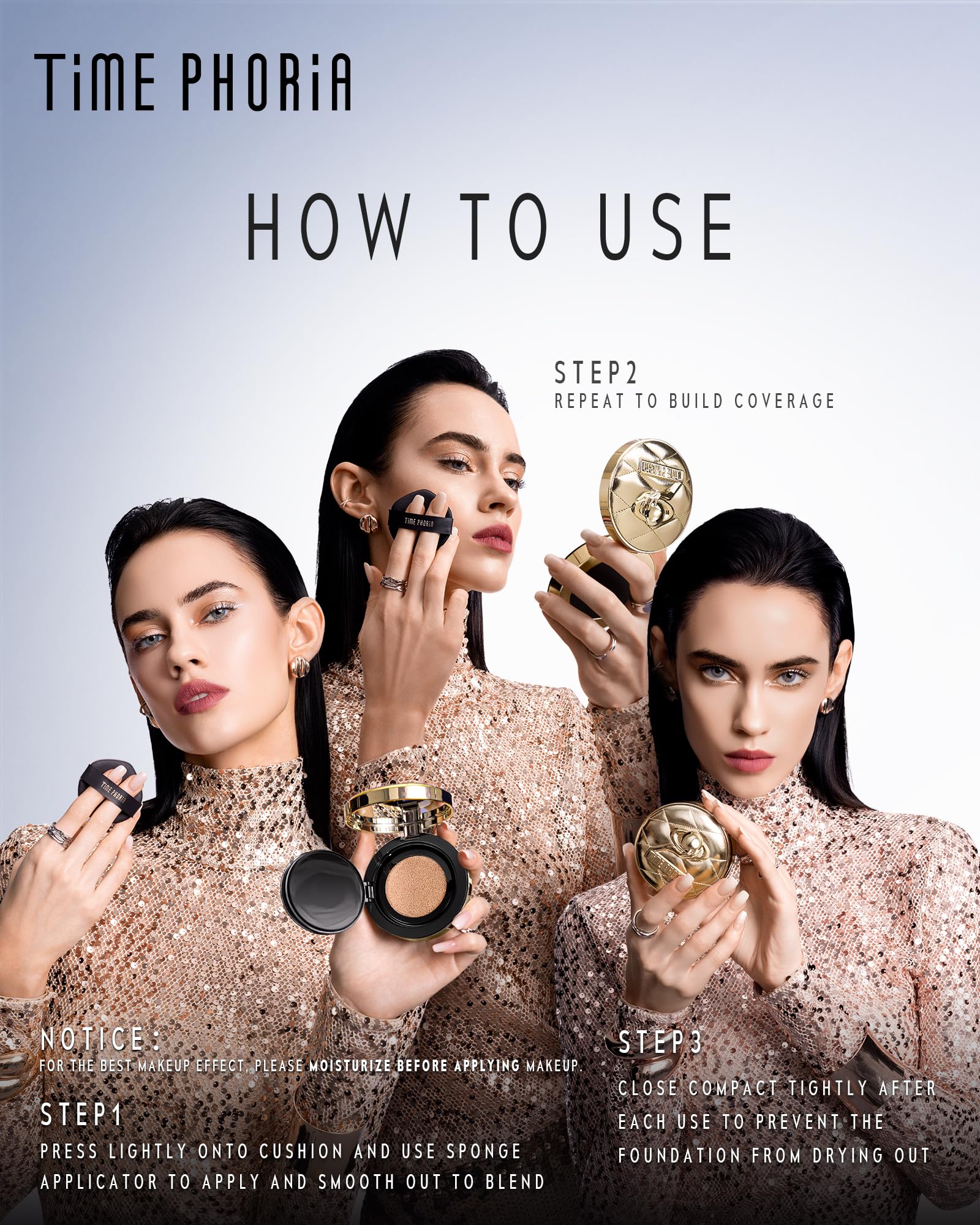 TIMEPHORIA mirror detail reflecting luminous finish and soft-blur effect