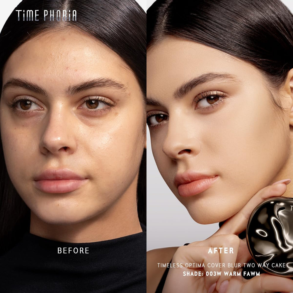 TIMEPHORIA double-sided puff close-up showing velvety and sponge sides for adjustable coverage