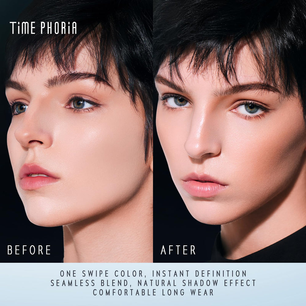 TIMEPHORIA brush close-up showing angled bristles for seamless blending and hygiene