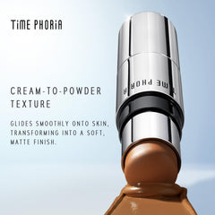 TIMEPHORIA swatch on skin demonstrating Umbra shade and buildable natural shadow