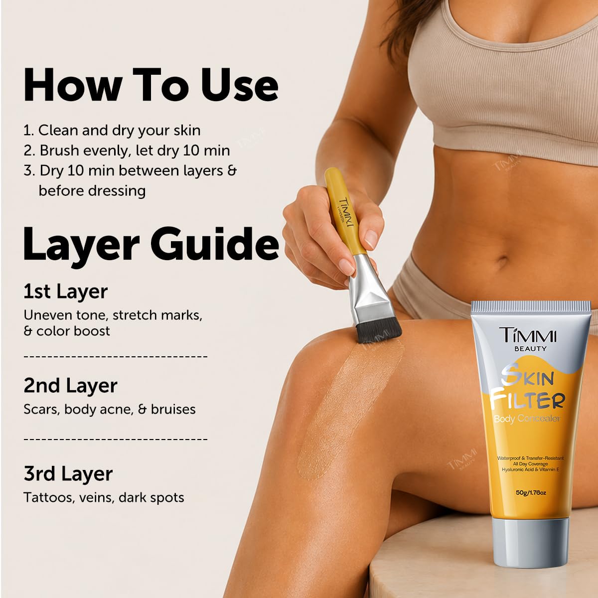 timmi beauty water resistance demo with splash proving long-lasting wear