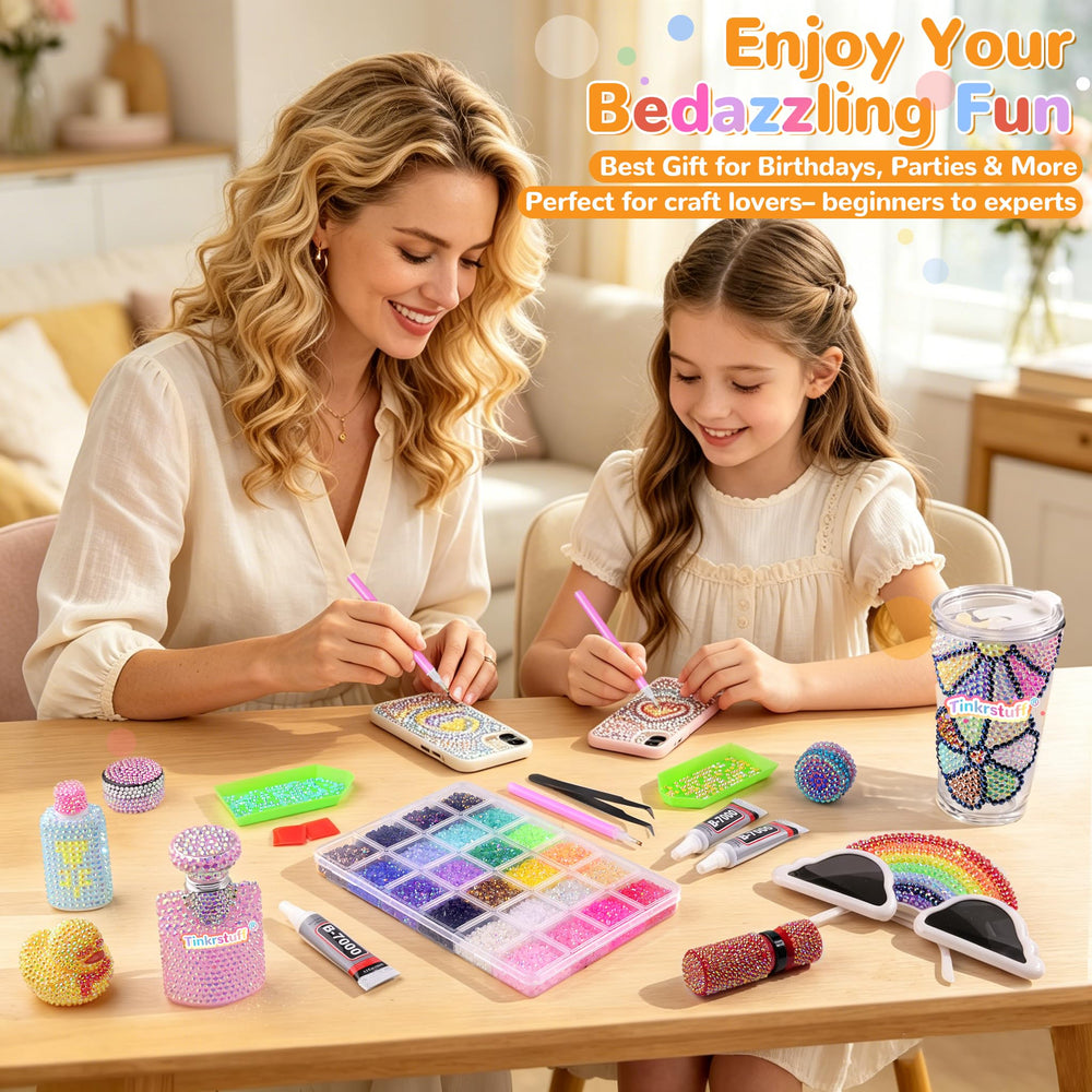 TINKRSTUFF party craft scene with family decorating accessories together