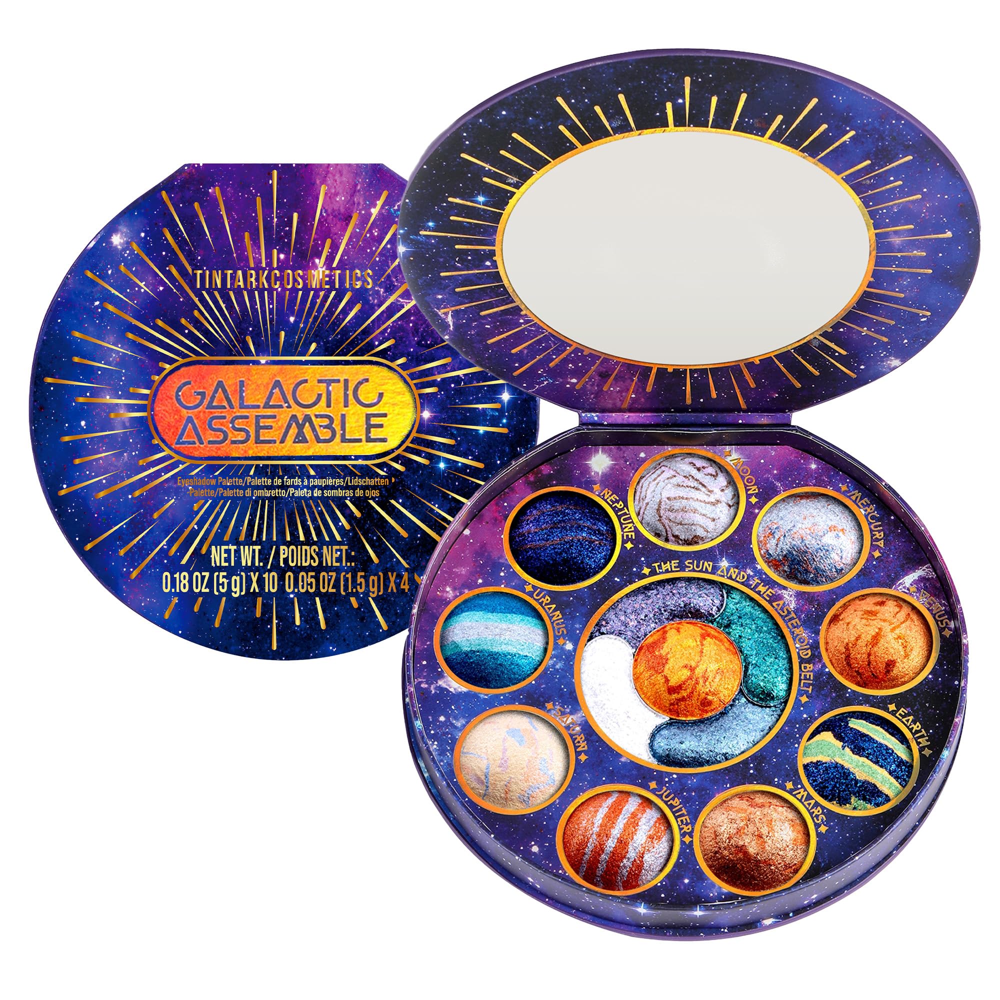 Tintark palette front packaging showing solar-system inspired artwork and benefits