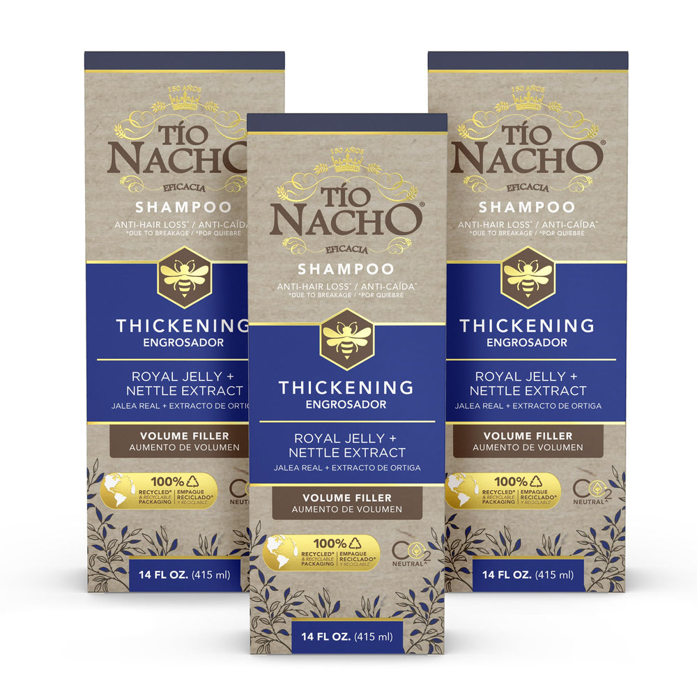Tio Nacho front packaging showing bottle and volumizing benefits