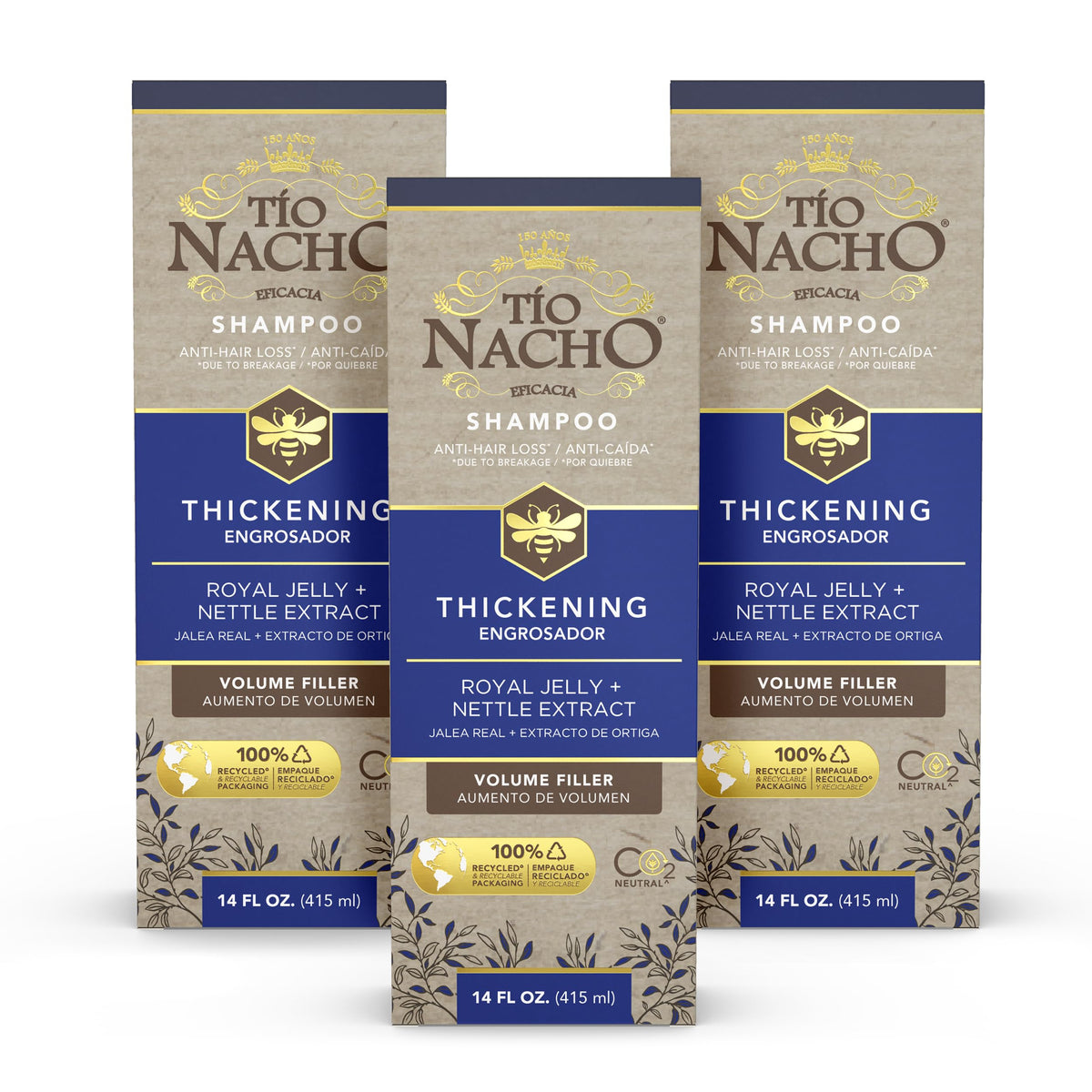 Tio Nacho front packaging showing bottle and volumizing benefits