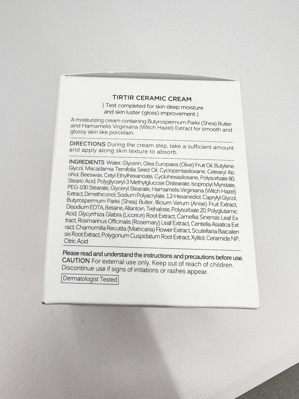 TIRTIR outer box detail showing branding and product information