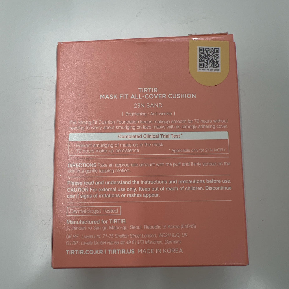 TIRTIR packaging label and shade information for easy identification