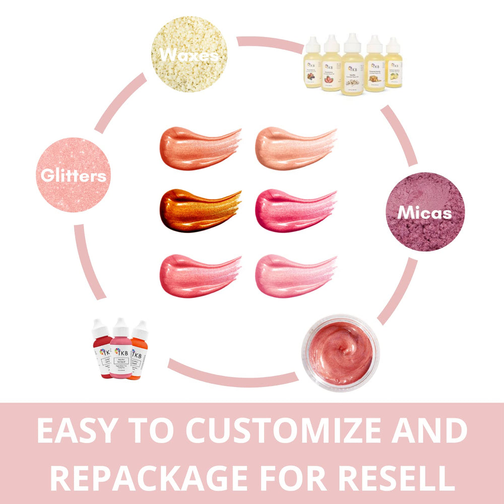 TKB Trading lip gloss base being mixed with pigment showing easy customization
