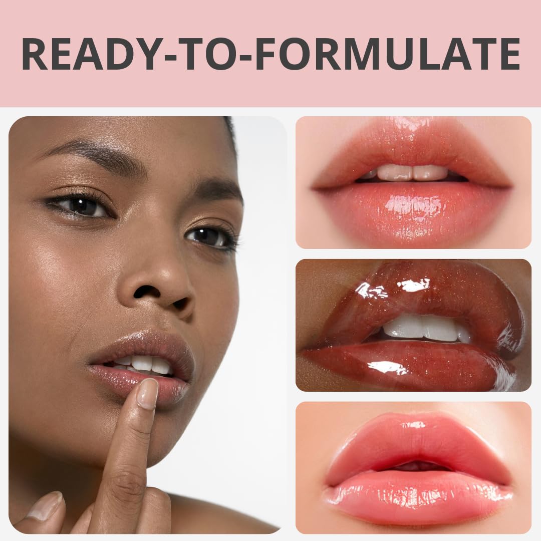 TKB Trading lip gloss base open tub showing smooth texture for easy blending
