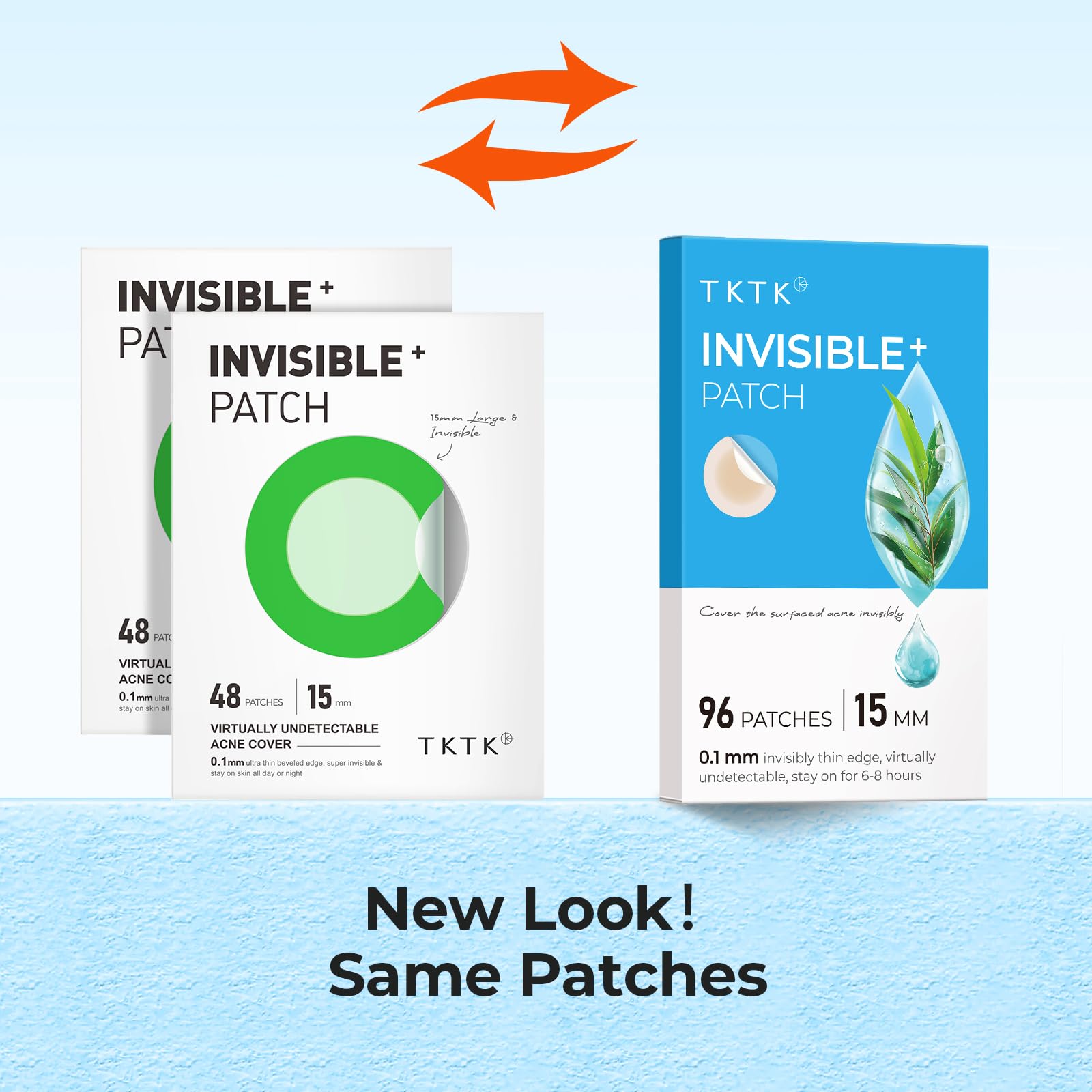 TKTK individually packaged patch opened for sanitary convenience