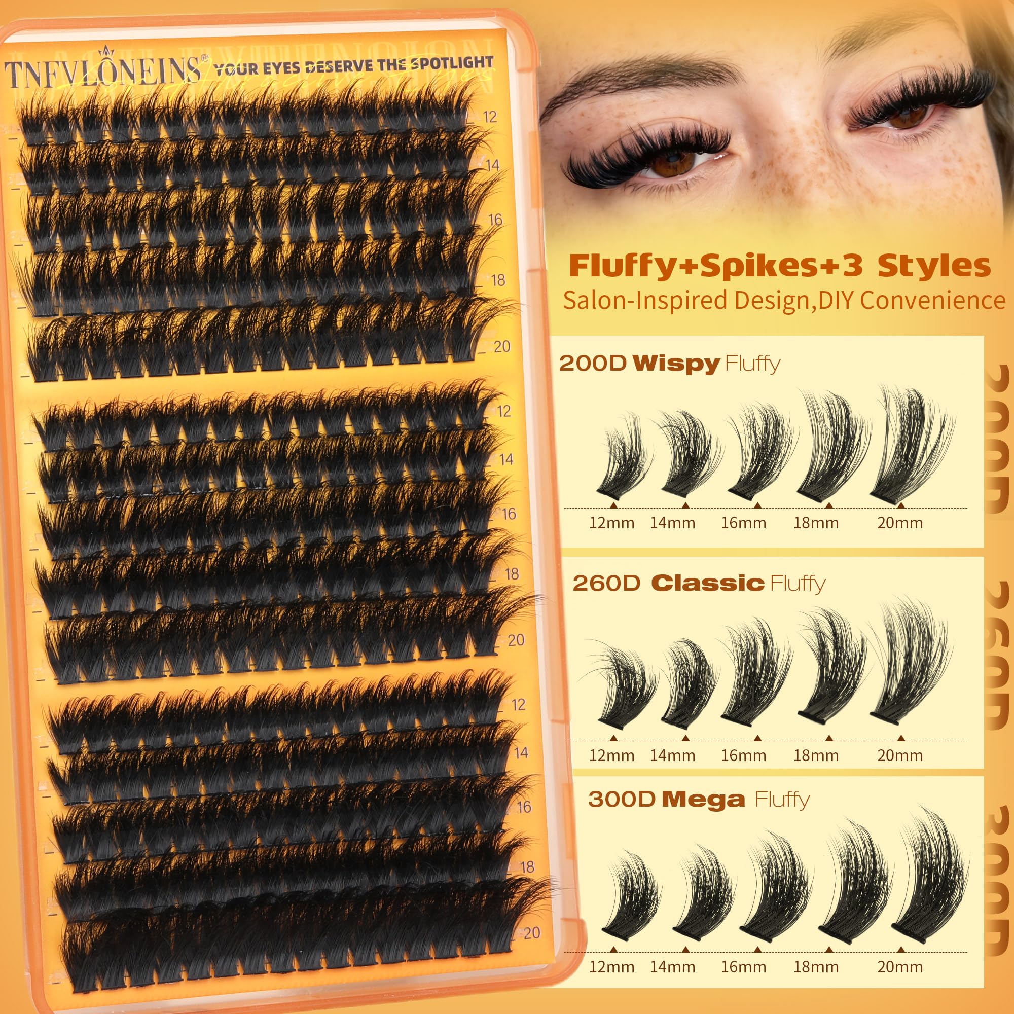 TNFVLONEINS fan of mixed 12–20mm lengths for customizable contour