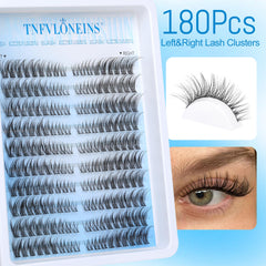 TNFVLONEINS cluster lashes applied on model eye delivering lifted, natural-looking definition