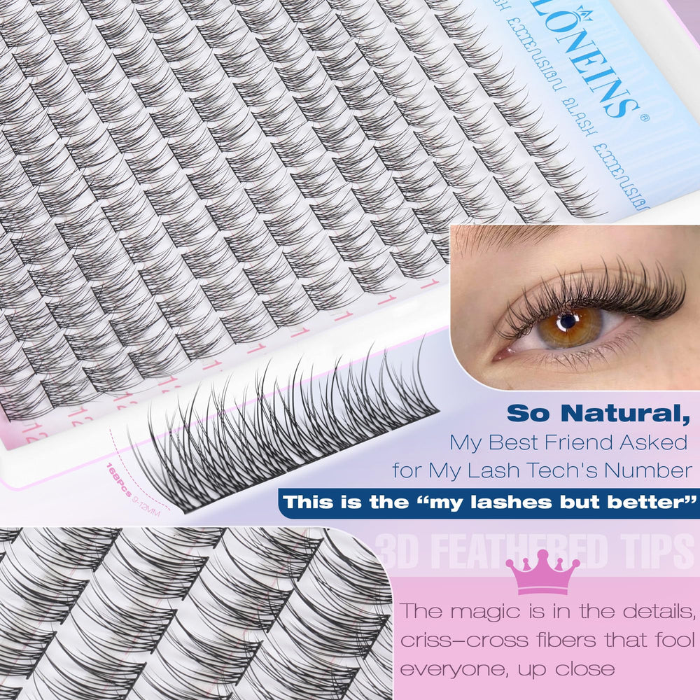 TNFVLONEINS applied lashes on eye demonstrating wispy natural enhancement