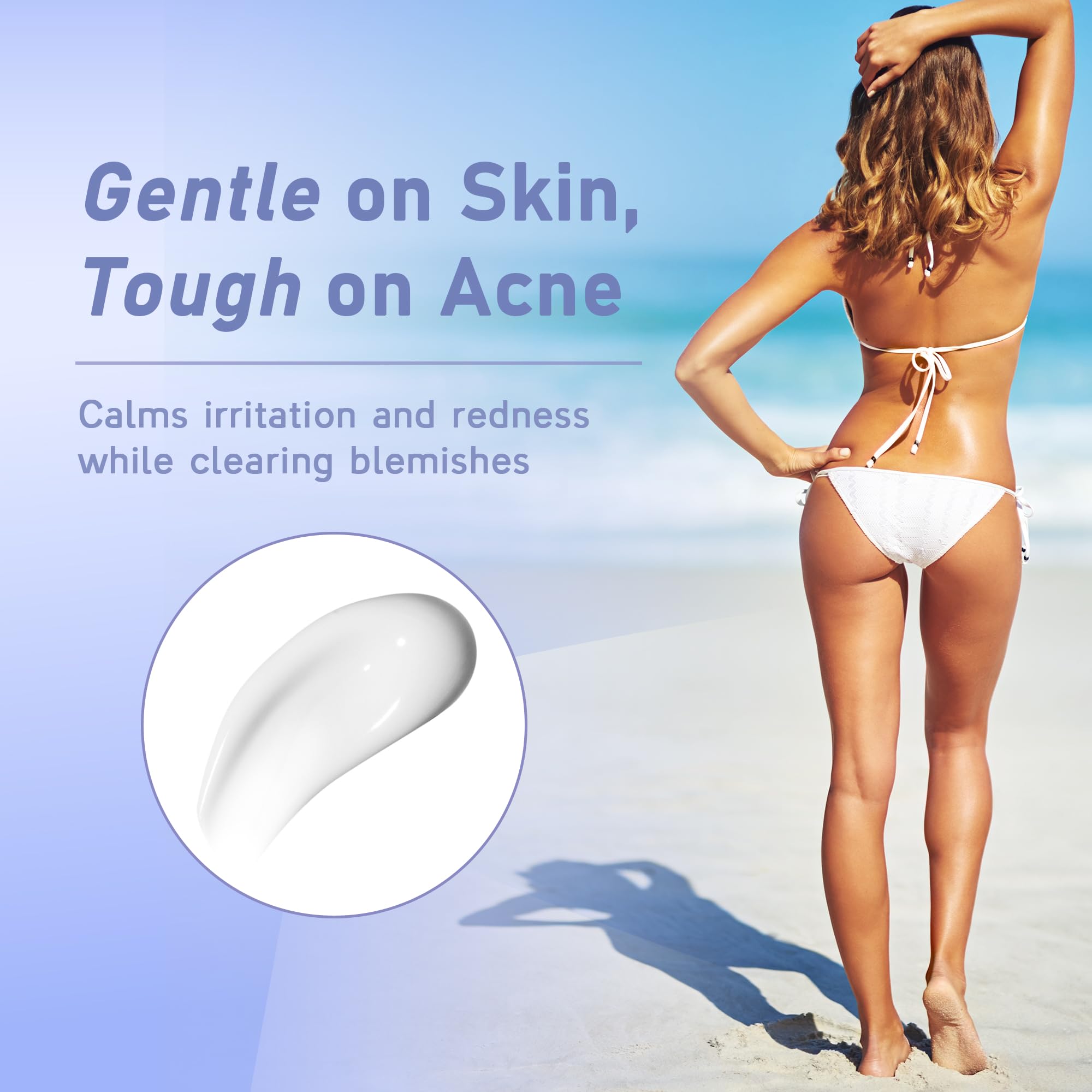 Tobcharm applied to a model's back illustrating targeted treatment and easy use