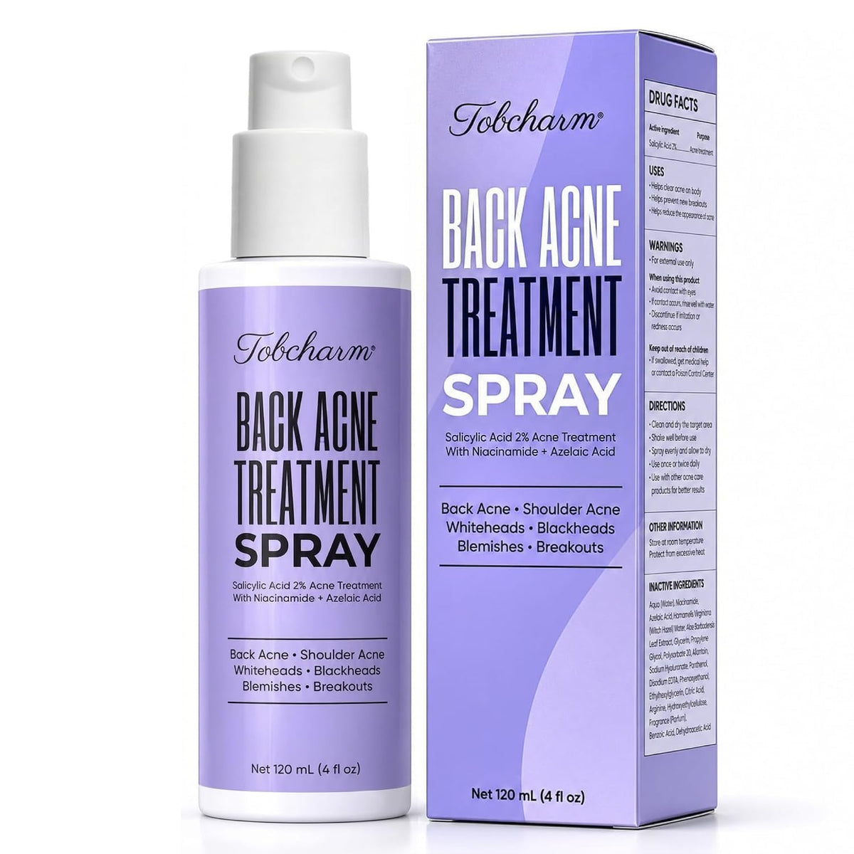 Tobcharm bottle front view showing label and spray benefits