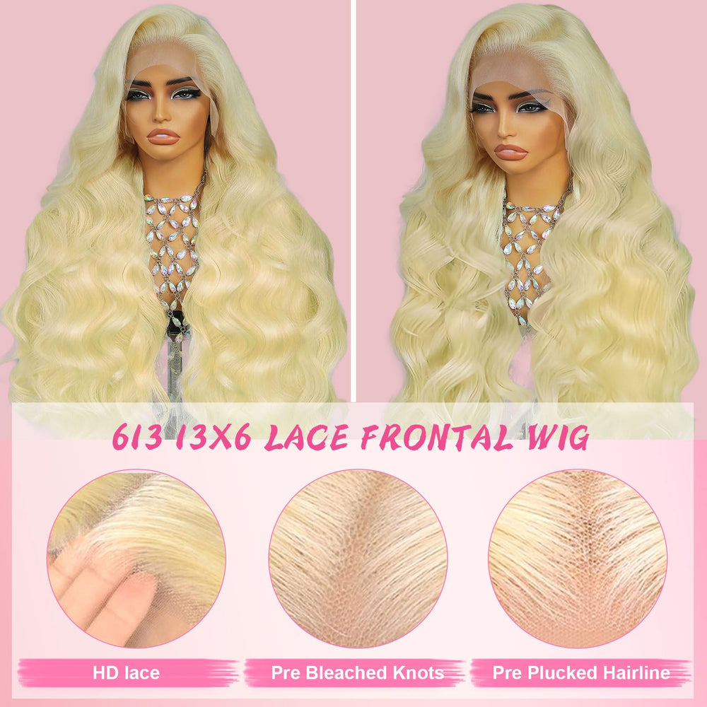 Tobeaper detail of body wave texture and smooth blonde hair sheen