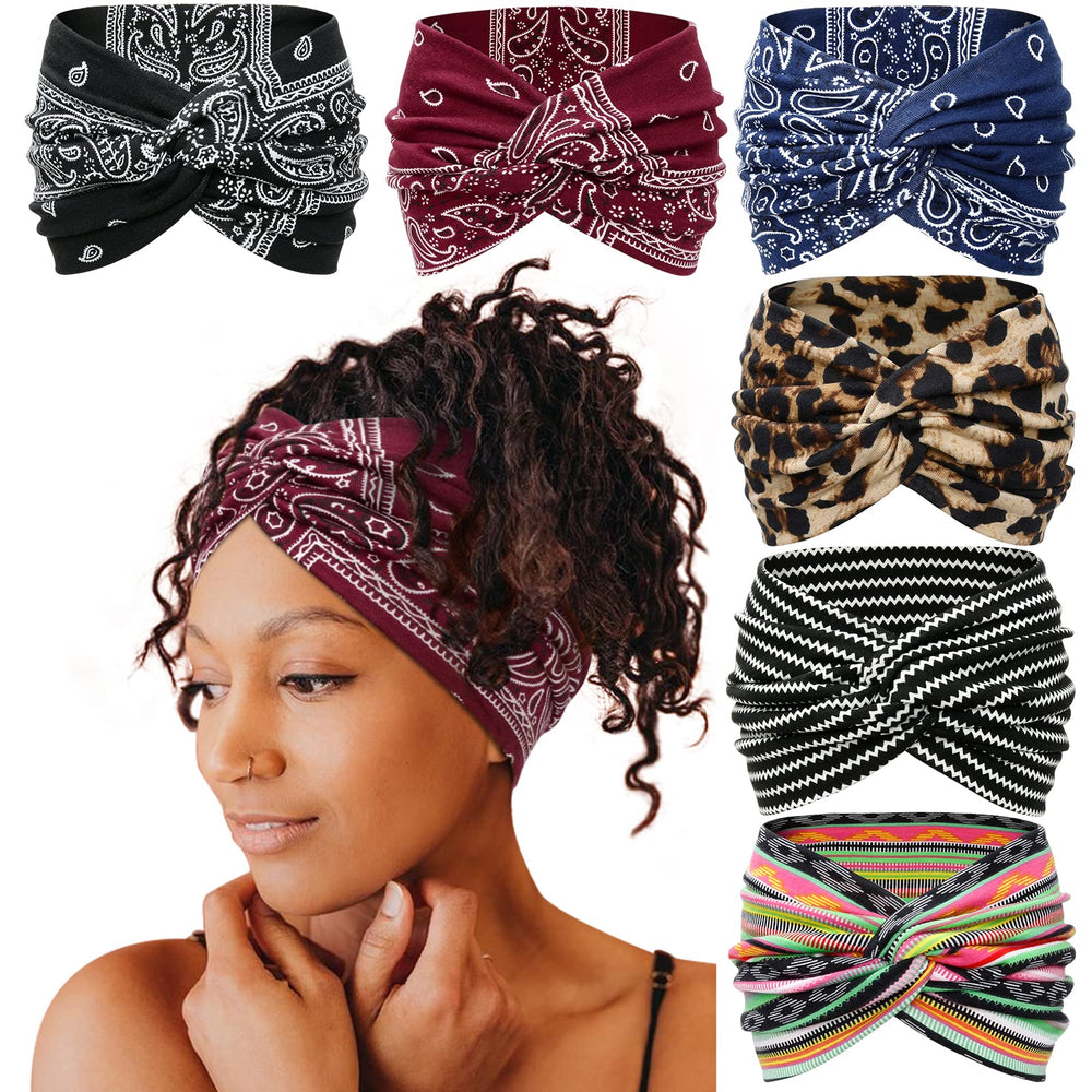 Tobeffect front view of six-pack headbands showing colors and patterns for outfit variety