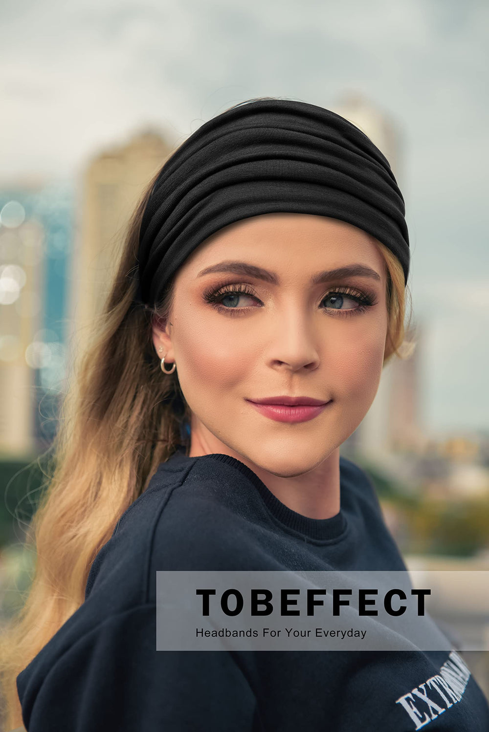 Tobeffect headband in spa scene during yoga, keeps hair off face