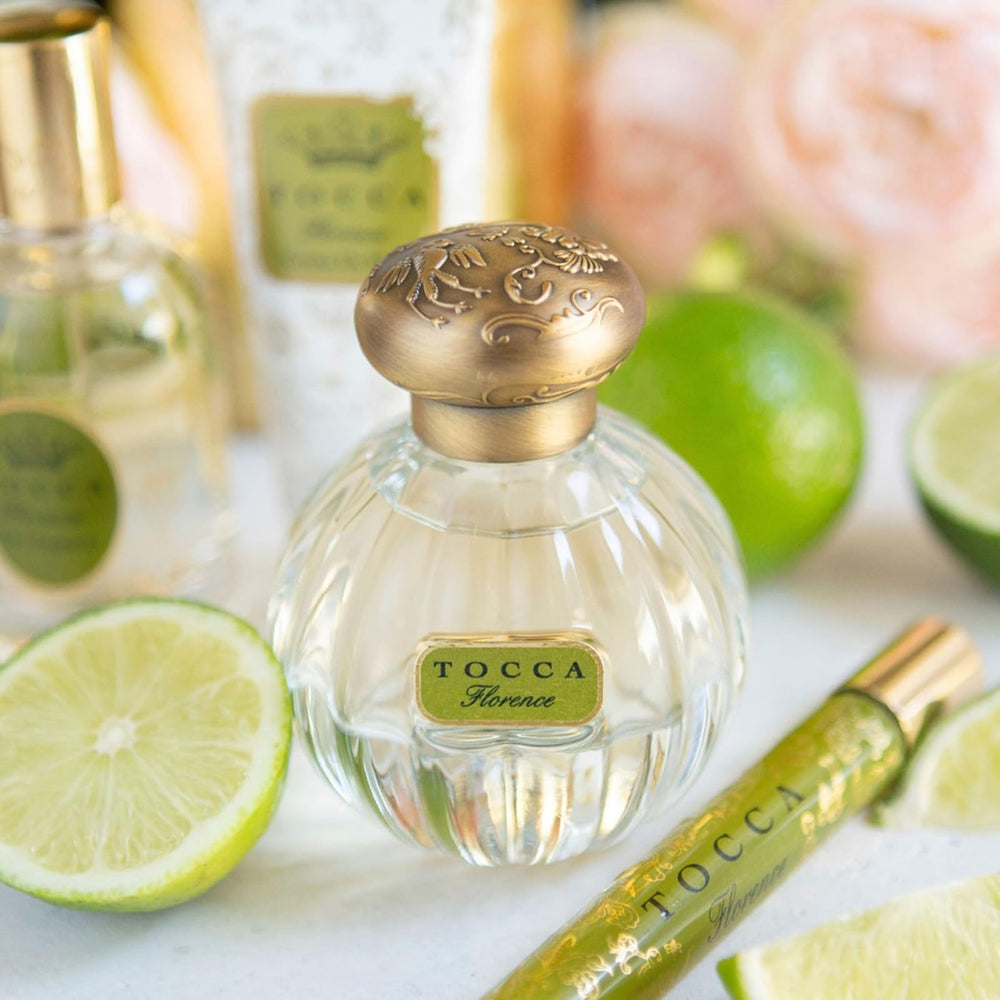 Tocca Florence spray in use on wrist demonstrating quick refresh benefit: on-the-go convenience