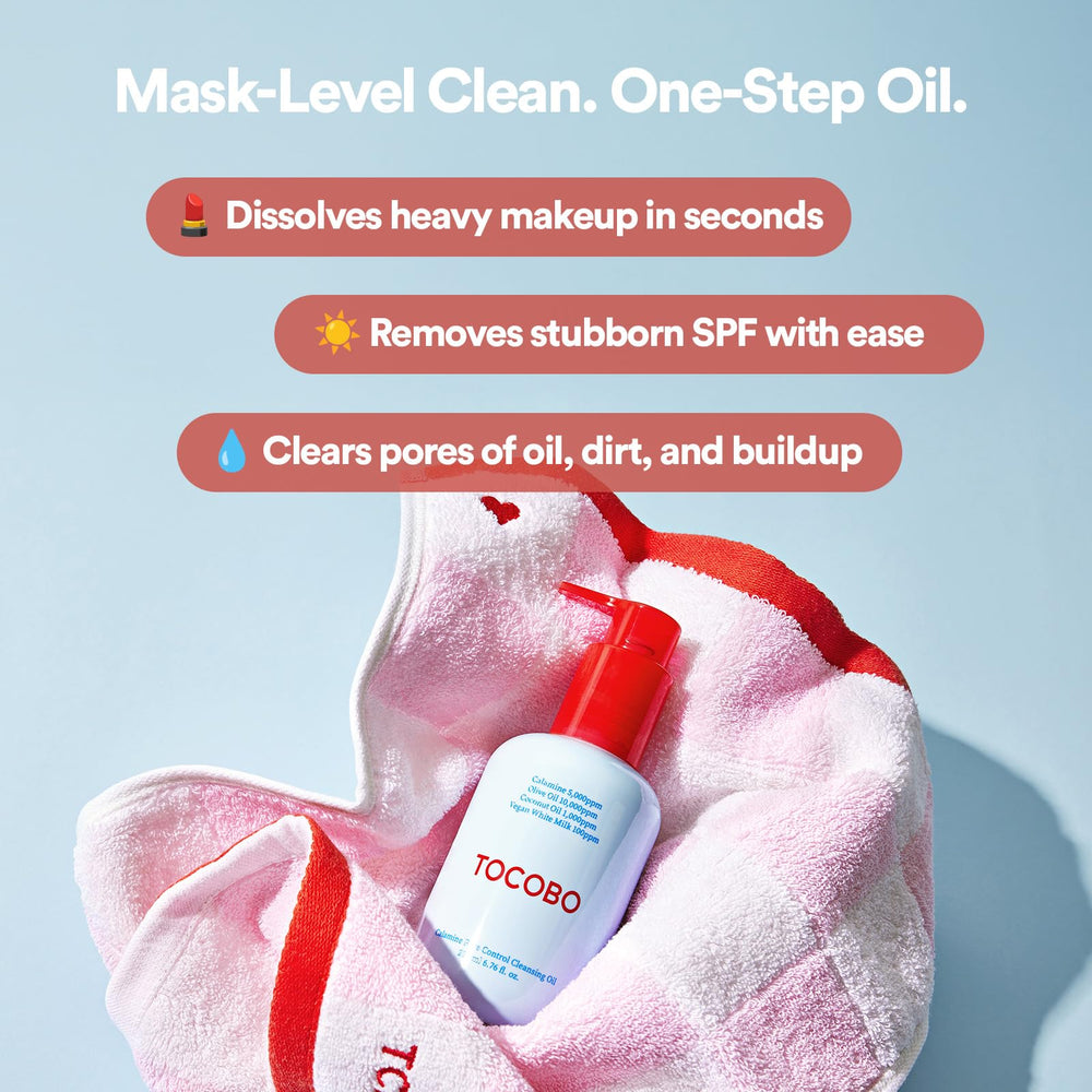TOCOBO bottle on bathroom shelf implying daily skincare routine benefit