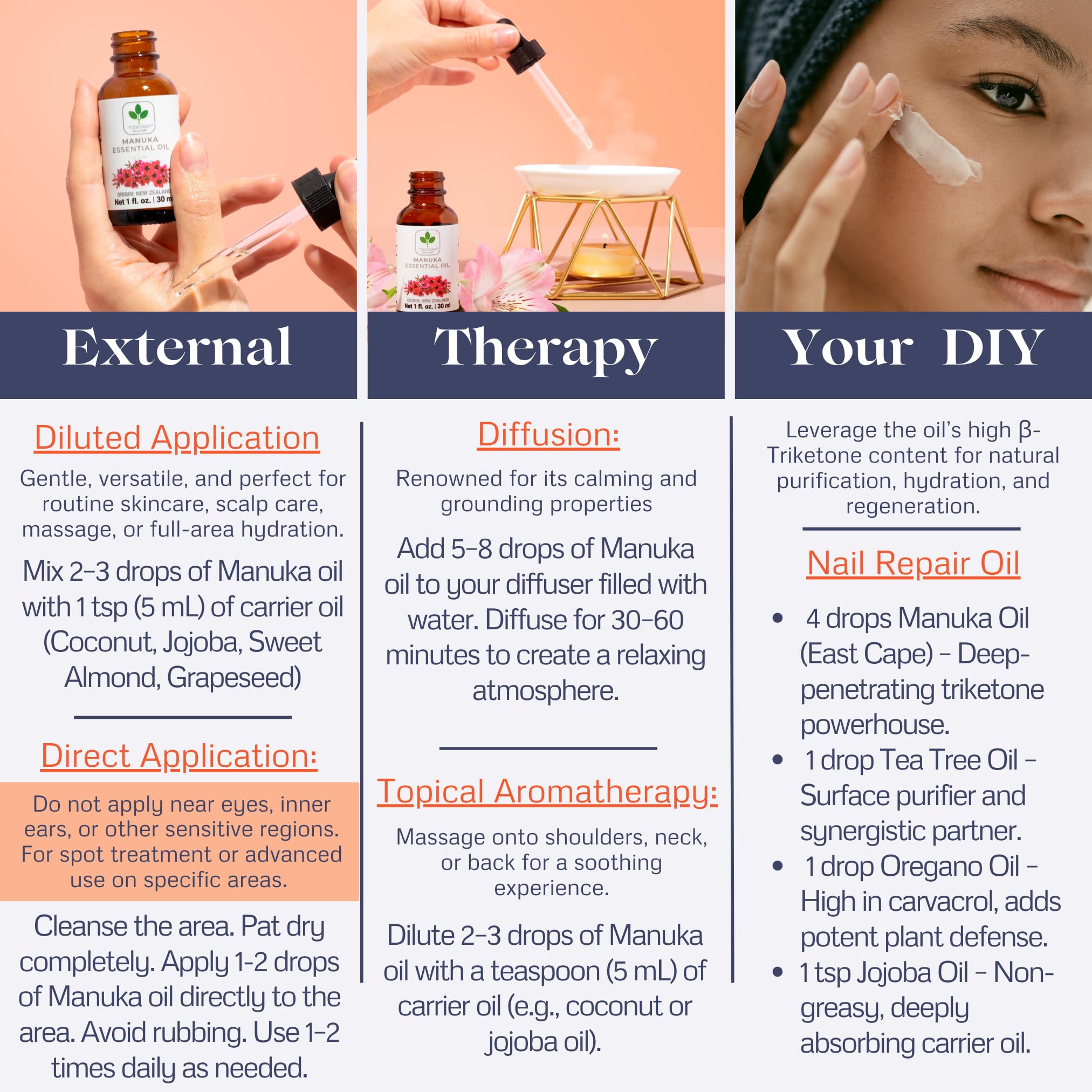TODICAMP manuka 1 fl oz bottle next to a coin showing size and travel-friendly benefit