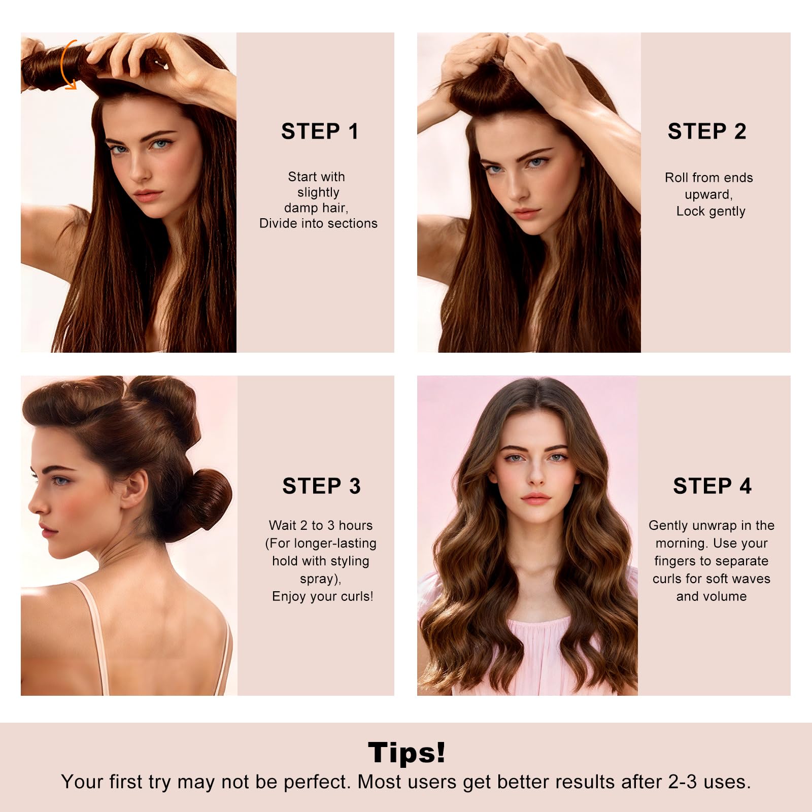 Togayu rollers worn overnight in bed for comfortable heatless styling